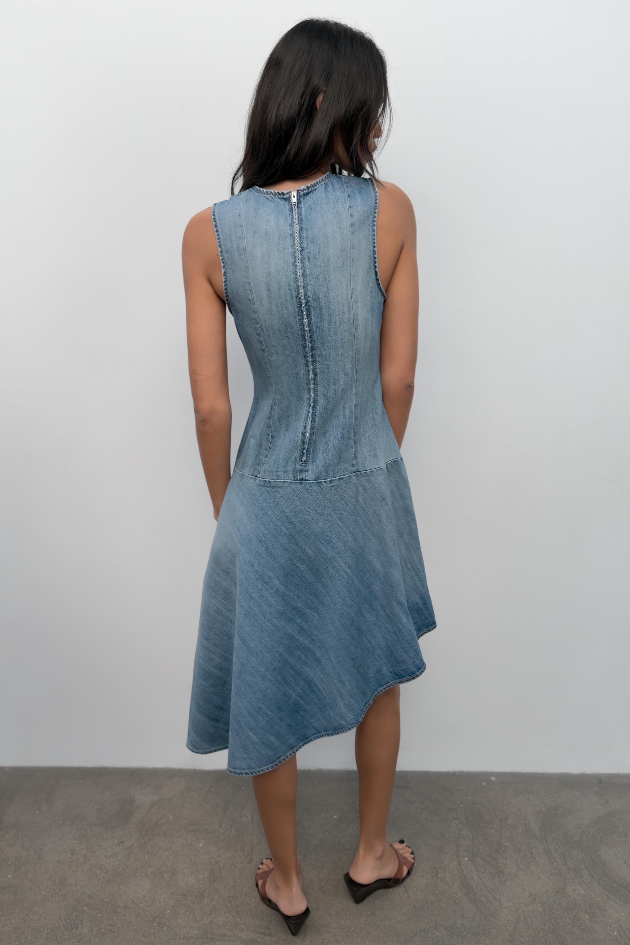 ASYMMETRIC TRF DENIM DRESS